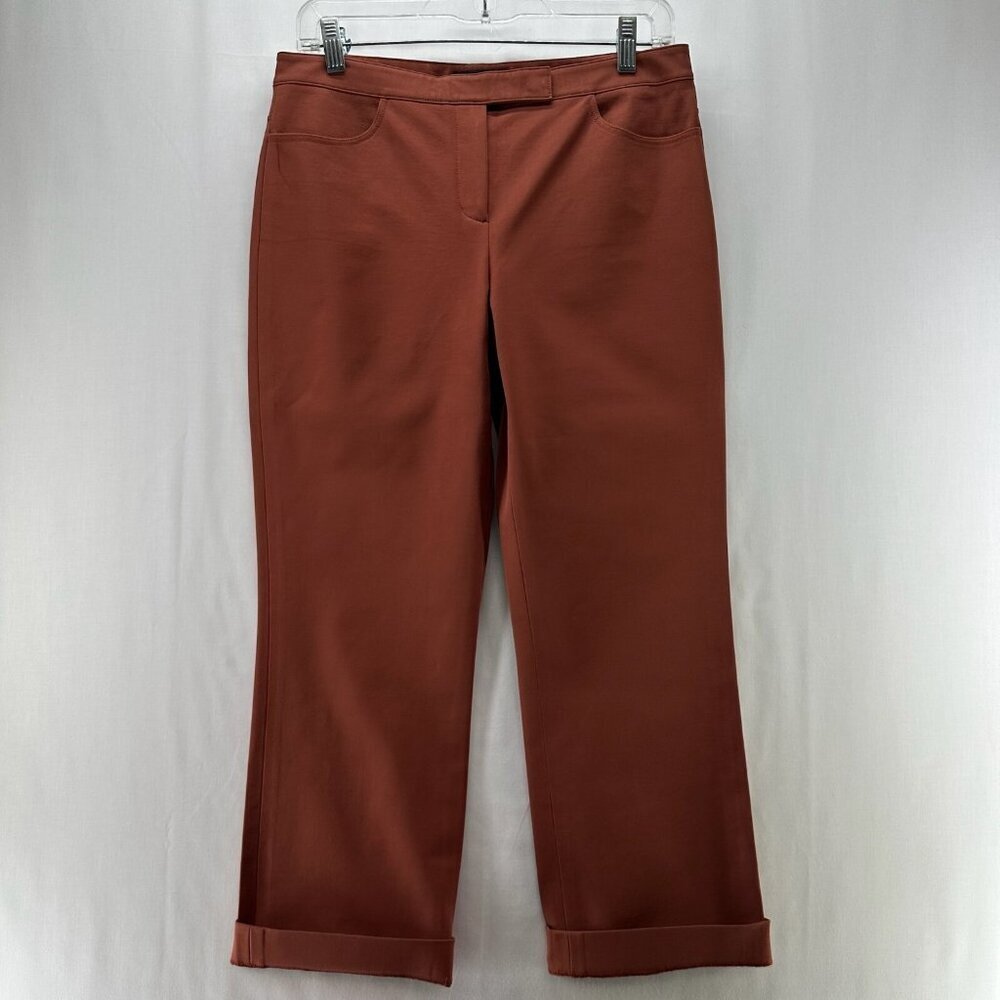 Theory Crop Pants Womens Size 4 Cuffed Hem Straight Leg High Rise Terracotta